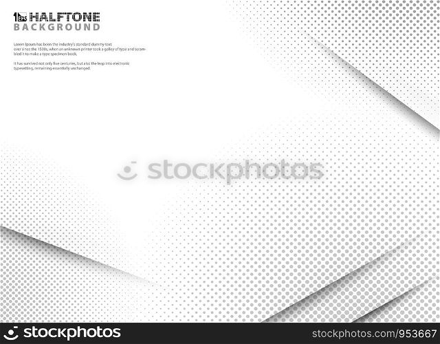 Abstract modern halftone of gradient white and grey background. Decorating with cutting shade on clear paper. You can use for poster, layout, brochure, ad, print. vector eps10