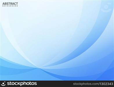 Abstract modern light blue curves element on blue background. Vector illustration