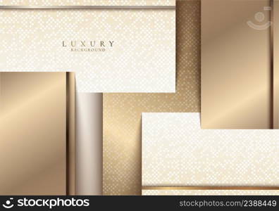 Abstract modern luxury 3D light brown and golden rectangle geometric pattern background. Vector illustration