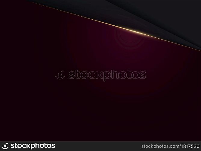 Abstract modern luxury minimal black and red paper cut background with with gold accent line. You can use for cover brochure, business card, landing page, poster, leaflet, banner, etc. Vector illustration