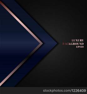 Abstract modern luxury template design blue geometric triangle with pink gold line on black background. Vector illustration