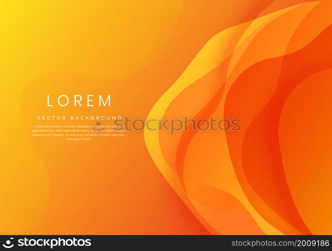 Abstract modern orange gradient waves overlap background with copy space for text. Minimal concept. Vector illustration