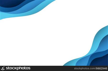 Abstract modern paper blue wave frame border banner vector background and blank space.