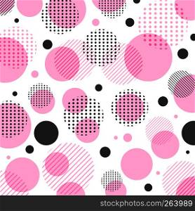 Abstract modern pink, black dots pattern with lines diagonally on white background. Vector illustration