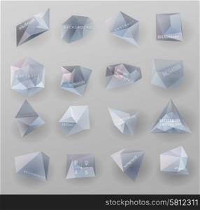 Abstract modern polygonal bubble, label website header or banner vector set for website, info-graphics