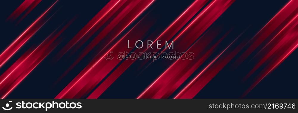 Abstract modern red elegant diagonal on dark background with lighting. You can use for ad, poster, template, business presentation. Vector illustration