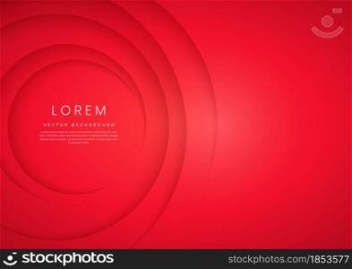 Abstract modern red gradient circles layers lighting background with copy space for your text. You can use for science, poster, technology, business presentation. Vector illustration