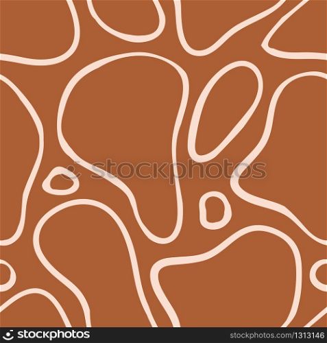 Abstract modern seamless pattern, vector simple modern trendy background. Hand drawn doodle shapes and circles with organic shape decorations, creative art brown pattern background. Abstract simple pattern, seamless background