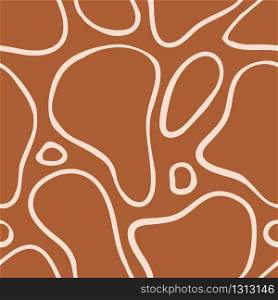 Abstract modern seamless pattern, vector simple modern trendy background. Hand drawn doodle shapes and circles with organic shape decorations, creative art brown pattern background. Abstract simple pattern, seamless background