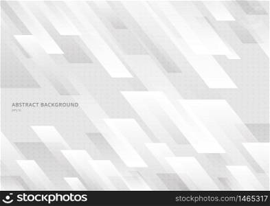 Abstract modern shape white and gray geometric diagonal with dots pattern background and texture. Vector illustration
