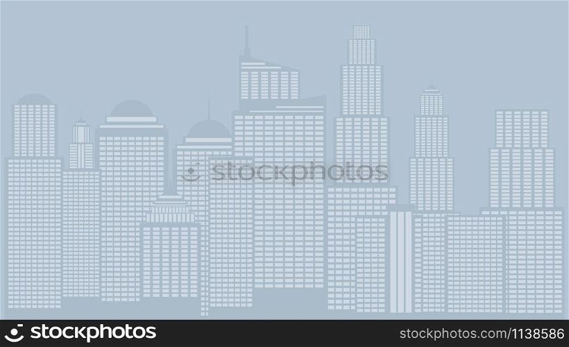 Abstract modern skyscrapers panorama in light blue color background.