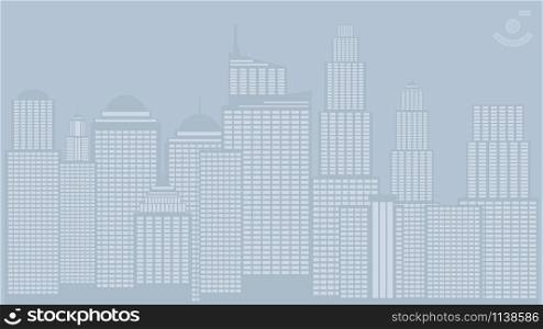Abstract modern skyscrapers panorama in light blue color background.