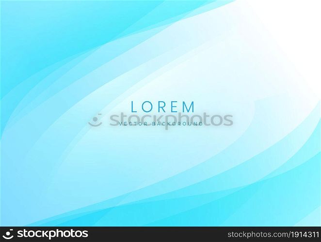 Abstract modern soft blue gradient waves overlap background with copy space for text. Minimal concept. Vector illustration