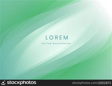 Abstract modern soft green gradient waves overlap background with copy space for text. Minimal concept. Vector illustration
