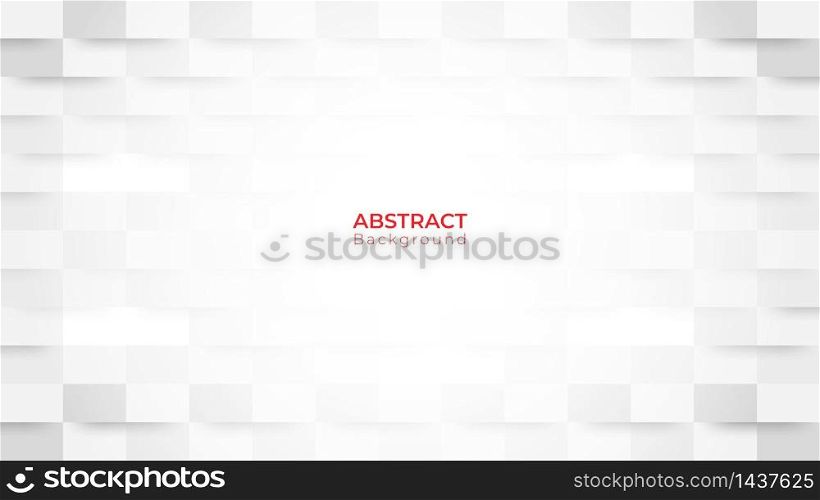 Abstract modern square background. White and grey geometric texture. 3d vector illustration