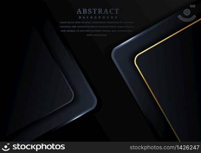 Abstract modern square overlap with golden border on dark background luxury style. You can use for vip invitation card or flyer, poster, banner web, brochure, etc. Vector illustration
