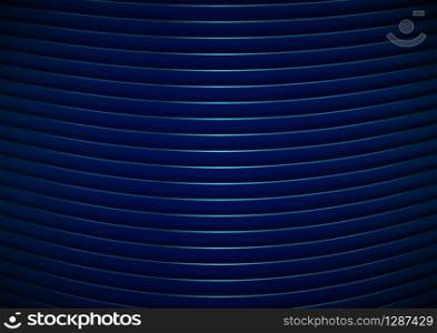 Abstract modern stripes curved lines pattern blue shiny background and texture. Vector illustration