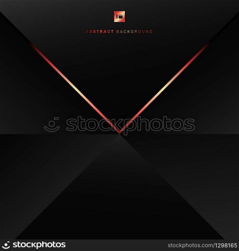 Abstract modern technology concept black polygon triangle on red glow lighting background. Vector illustration