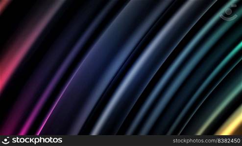 Abstract modern technology glowing neon colors lighting fluid flowing motion on dark background. Vector illustration
