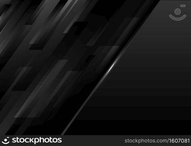 Abstract modern template black geometric diagonal stripes on dark background. Vector illustration