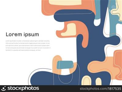 Abstract modern template hand drawn blue and orange organic dynamic shapes elements compositions of colored lines on white background. Vector illustration