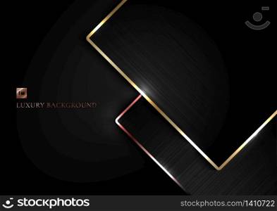 Abstract modern template triangle black background with gold border line. Luxury style. You can use for cover brochure, poster, presentation, poster, banner web, wedding card, etc. Vector illustration