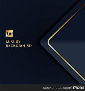 Abstract modern template triangle blue background with gold border line. Luxury style. You can use for cover brochure, poster, presentation, poster, banner web, wedding card, etc. Vector illustration