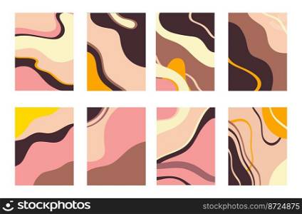 Abstract modern templates with nude neutral tones. Minimalistic trend abstract design with various natural shapes in pastel neutral colors.. Abstract modern templates with nude neutral tones