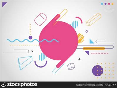 Abstract modern trendy 3D geometric line colorful elements pattern on white background. Vector illustration