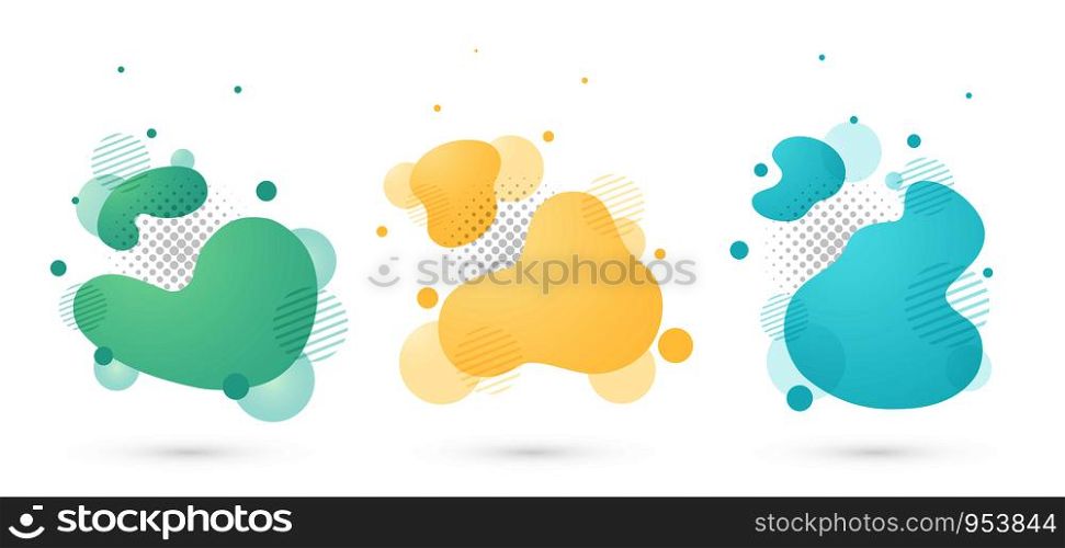 Abstract modern vivid geometric shape of elements. Dynamical colored forms pattern. Gradient abstract with dot halftone decorating. vector eps10
