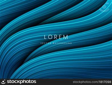 Abstract modern wavy curved blue strped line 3d background. Vector illustration
