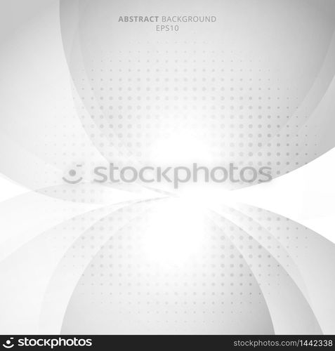 Abstract modern white and gray circles with halftone background and texture. Vector illustration