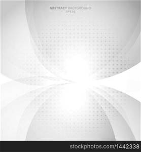 Abstract modern white and gray circles with halftone background and texture. Vector illustration