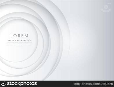 Abstract modern white and gray gradient circles layers lighting background with copy space for your text. You can use for science, poster, technology, business presentation. Vector illustration