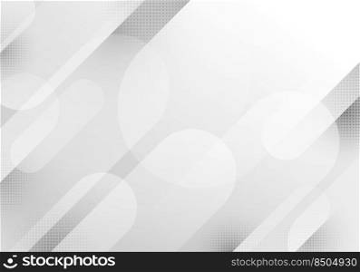 Abstract modern white and gray rounded stripes lines overlapping layered with halftone effect on clean background. Vector illustration