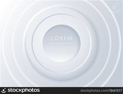 Abstract modern white and silver gradient circles layers lighting background with copy space for your text. You can use for science, poster, technology, business presentation. Vector illustration