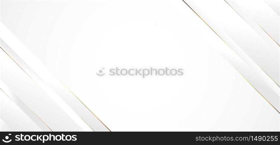 Abstract modern white background paper cut style with golden line Luxury concept. You can use for banner template, cover, print ad, presentation, brochure, etc. Vector illustration