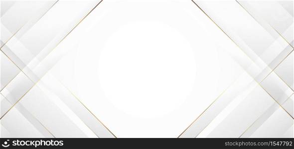 Abstract modern white background paper cut style with golden line Luxury concept. You can use for banner template, cover, print ad, presentation, brochure, etc. Vector illustration