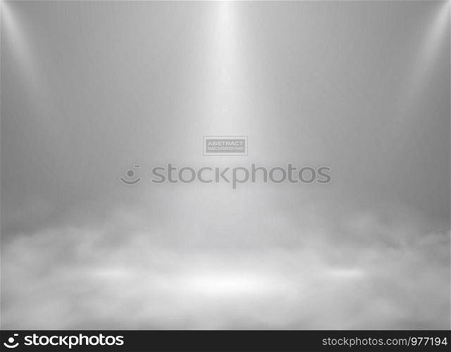 Abstract modern white color studio mockup background. Decorating for showing product, poster, presentation artwork with smoke. illustration vector eps10