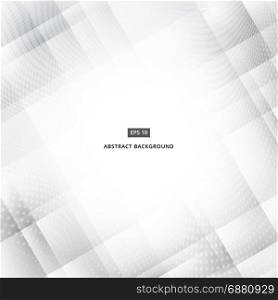 Abstract modern white geometric technology futuristic background with halftone. Vector grey stripes design