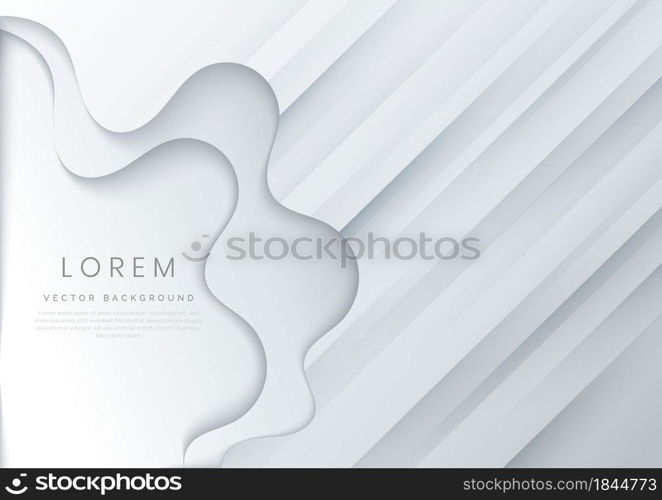 Abstract modern white gradient wave shape on diagonal background with copy space for text. You can use for ad, poster, template, business presentation. Vector illustration