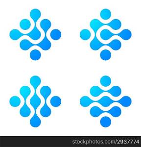 Abstract molecule logo template set. Engineering concept icon. Computer and science icons. Vector.