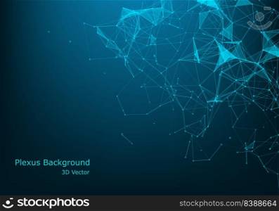 Abstract molecules technology with linear and polygonal pattern shapes on dark blue background. Illustration Vector design digital technology concept