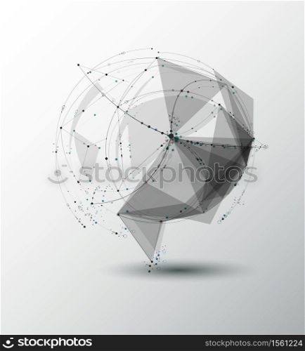 Abstract Molecules with line, node, geometric, low poly, polygon and triangle. Vector design network connection technology on bright gray background. Futuristic, science, network technology concept