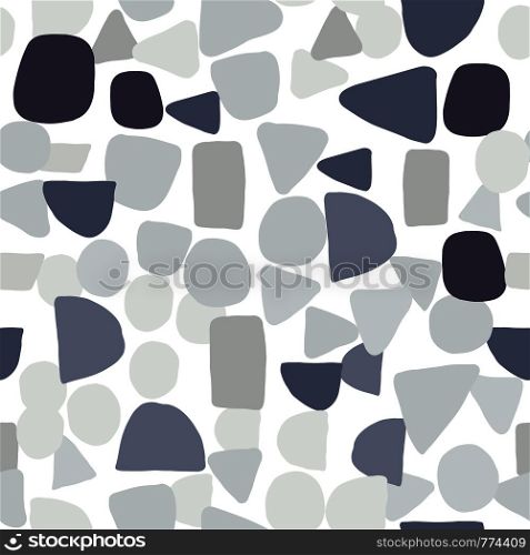 Abstract monochrome creative shapes seamless pattern. Simple design texture with chaotic painted shapes.. Abstract monochrome creative shapes seamless pattern. Simple design texture