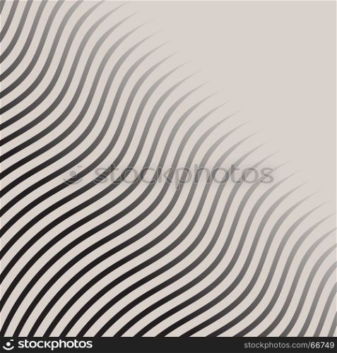 Abstract monochrome wave lines pattern striped halftone vector background