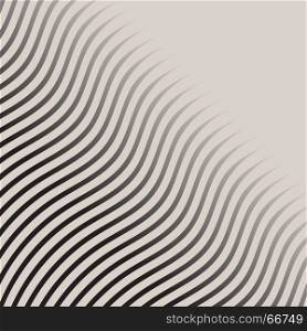 Abstract monochrome wave lines pattern striped halftone vector background