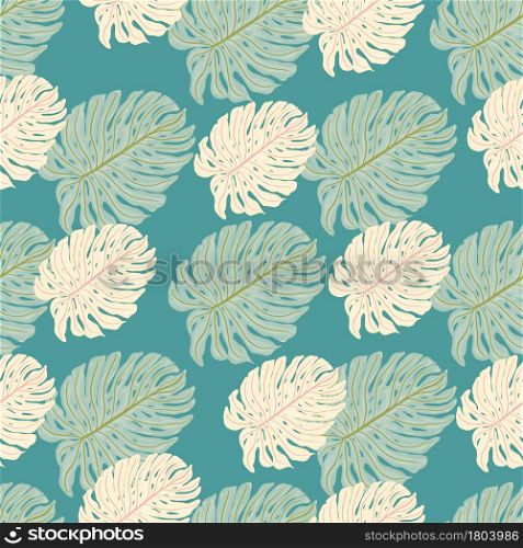 Abstract monstera leaves print seamless pattern. Decorative backdrop for fabric design, textile print, wrapping, cover. Vector illustration.. Abstract monstera leaves print seamless pattern.