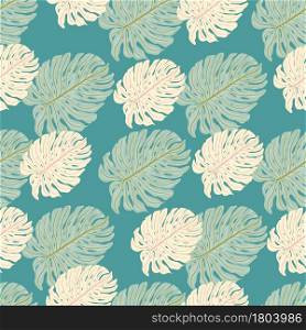 Abstract monstera leaves print seamless pattern. Decorative backdrop for fabric design, textile print, wrapping, cover. Vector illustration.. Abstract monstera leaves print seamless pattern.