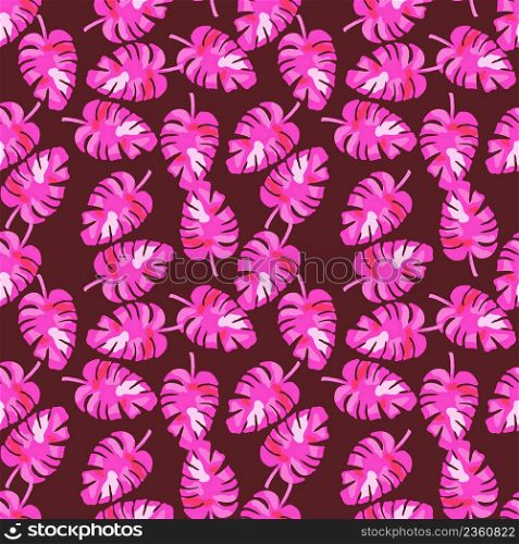Abstract monstera leaves tropical seamless pattern. Rainforest background. Creative palm leaf endless wallpaper. Exotic hawaiian jungle backdrop. Design for fabric , textile print, wrapping, cover. Abstract monstera leaves tropical seamless pattern. Rainforest background.